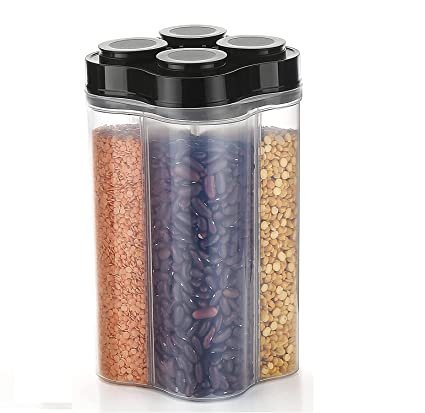 4 section Round Storage Container Black